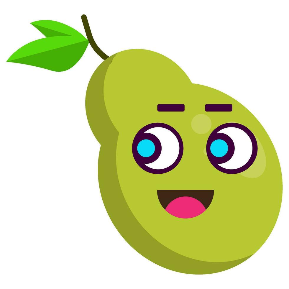 cute green pear stickers fruit characters vector