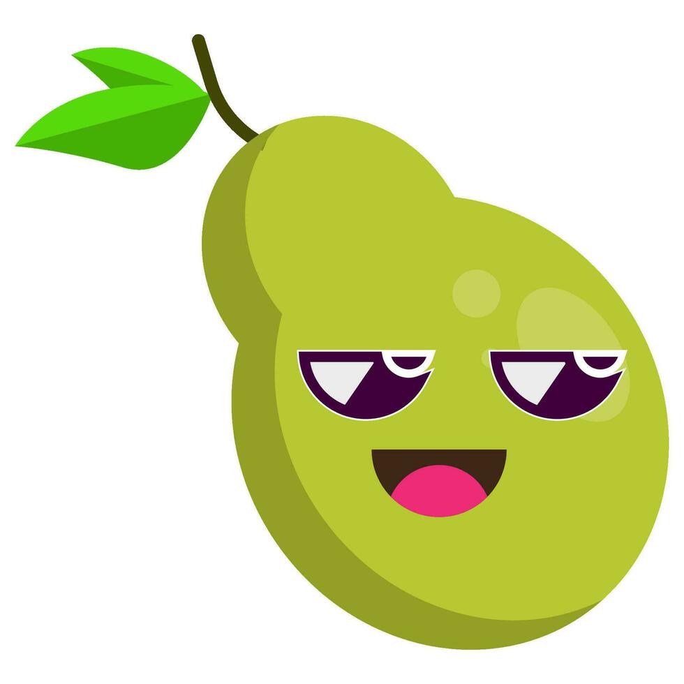 cute green pear stickers fruit characters vector