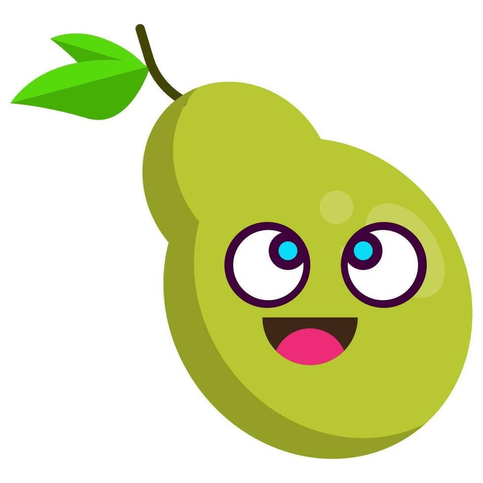 cute green pear stickers fruit characters vector