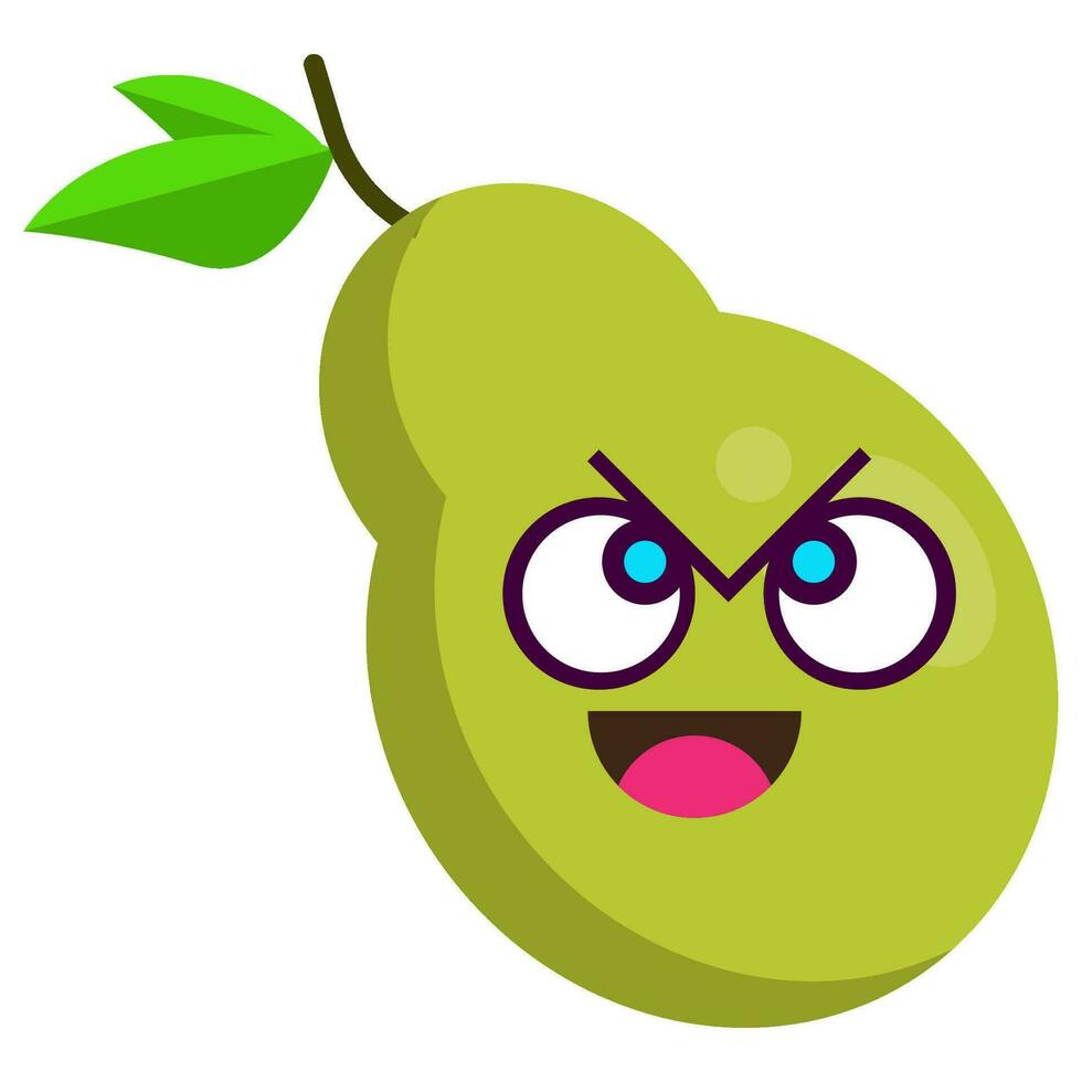 cute green pear stickers fruit characters vector
