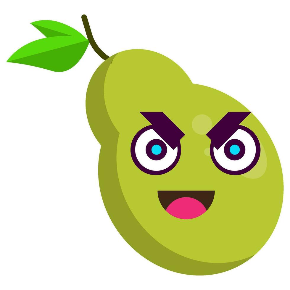 cute green pear stickers fruit characters vector