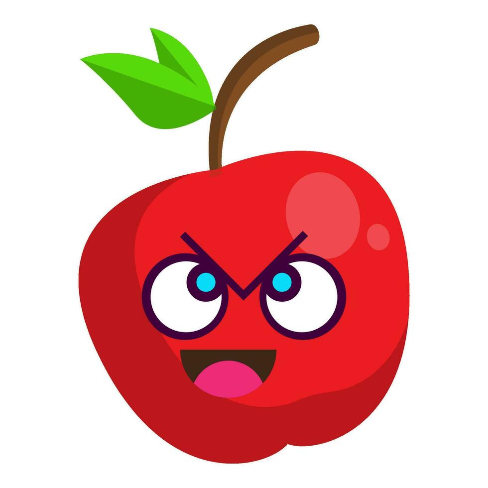 cute apple stickers fruit characters vector