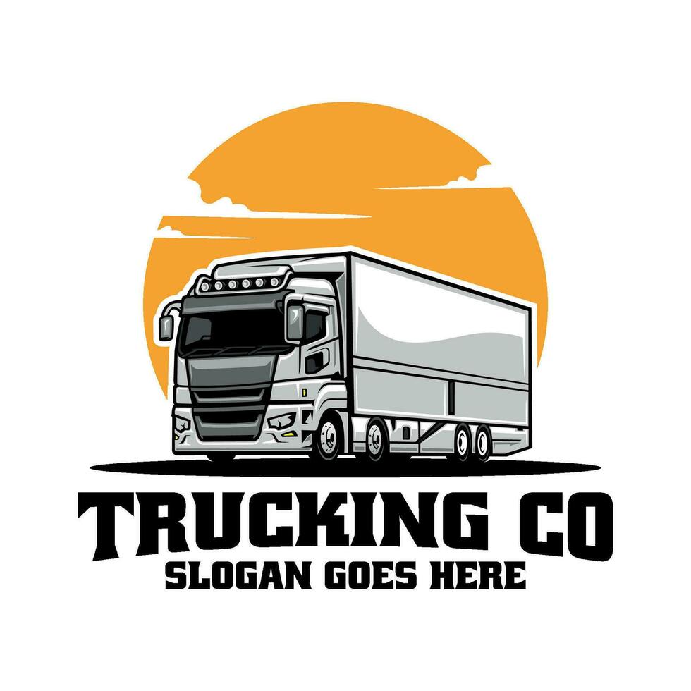 trailer cargo truck illustration logo vector