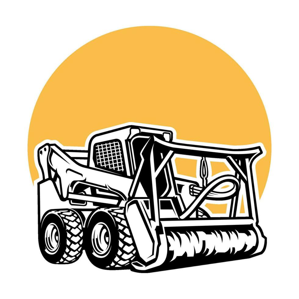 forestry mulching machine, land clearing icon vector
