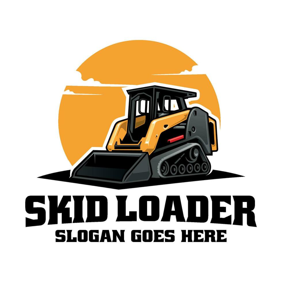 skid steer, loader illustration logo vector. vector