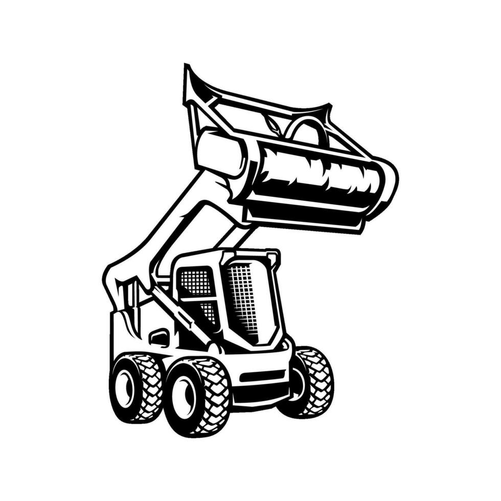 silhouette of forestry mulching machine illustration vector