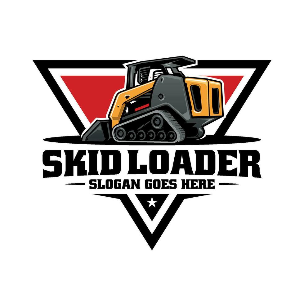 skid loader illustration logo with emblem style vector