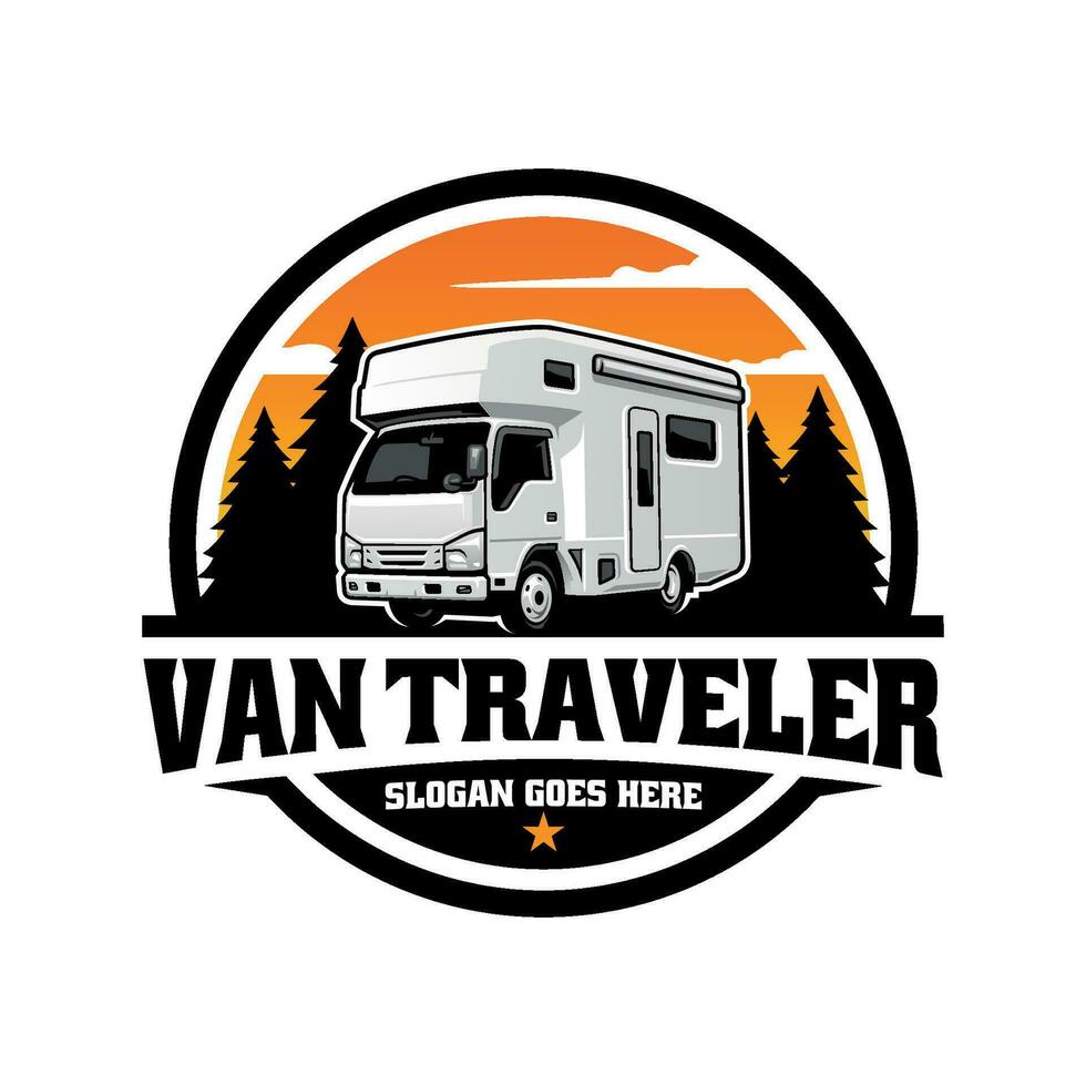 RV camping car illustration logo vector