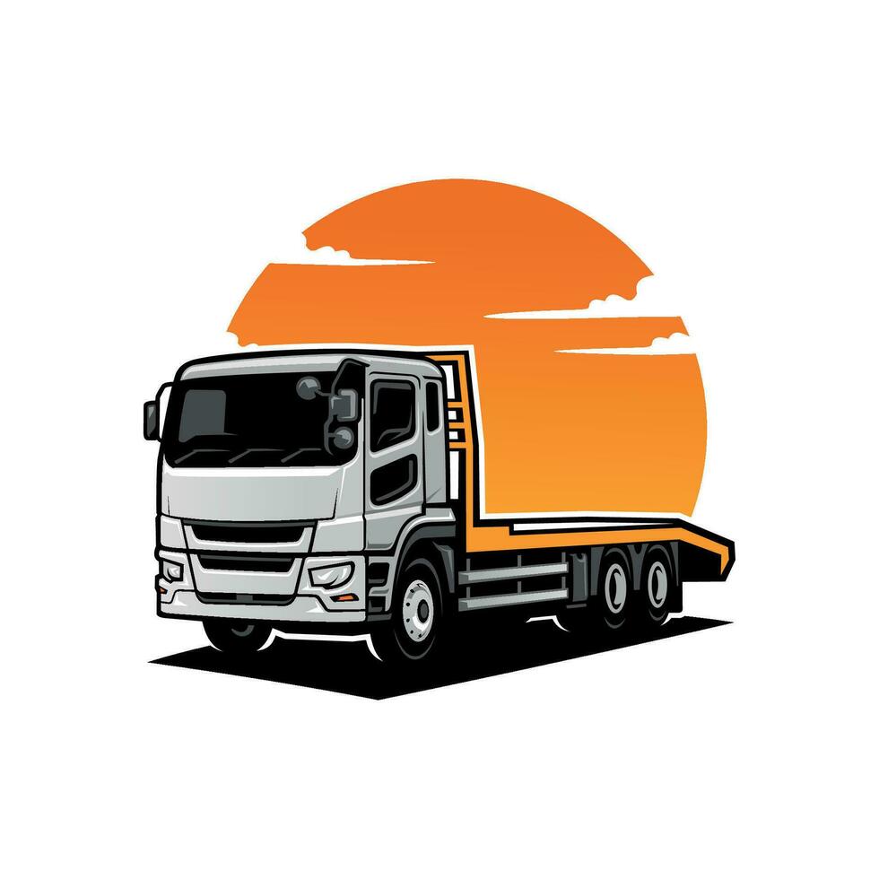 camionaje compañía, cama plana camión logo vector