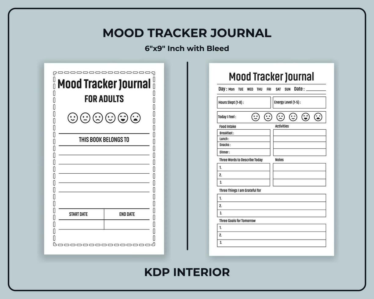 Mood Tracker Journal for Adults vector