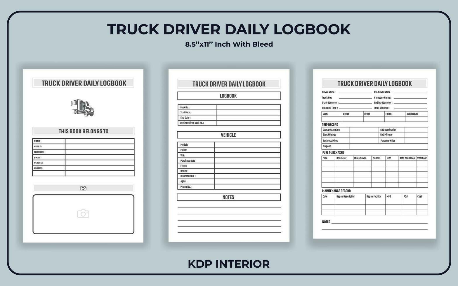 Truck Driver Daily Log book Template vector