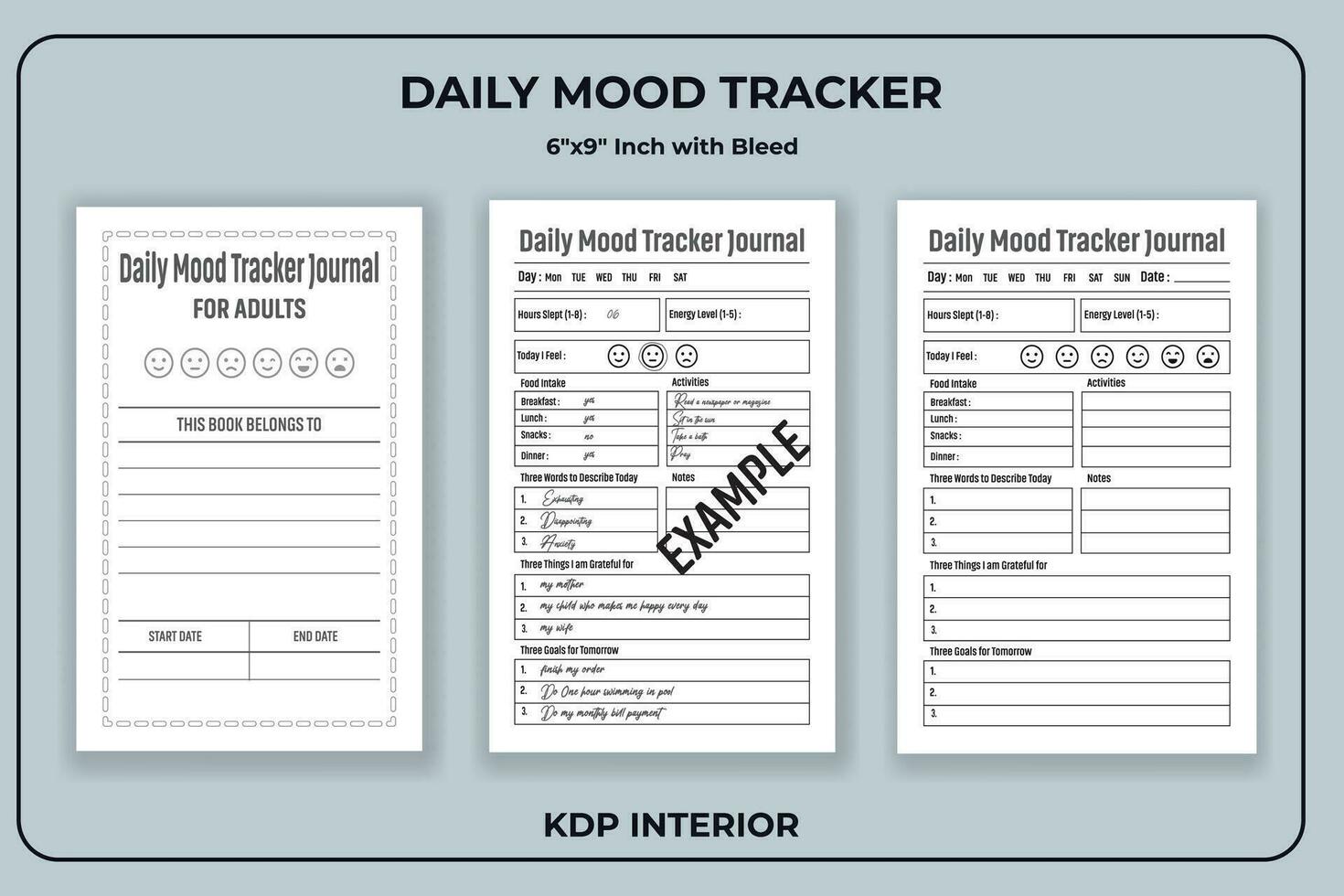 Daily Mood Tracker Journal for Adults vector