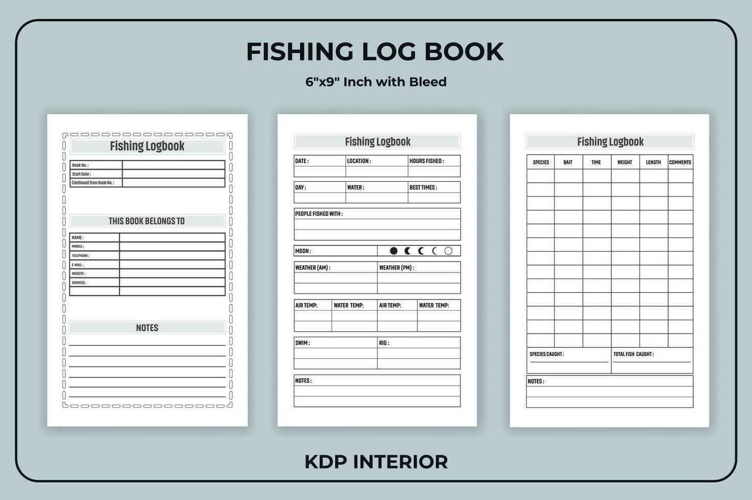 Fishing Log Tracker Note book vector