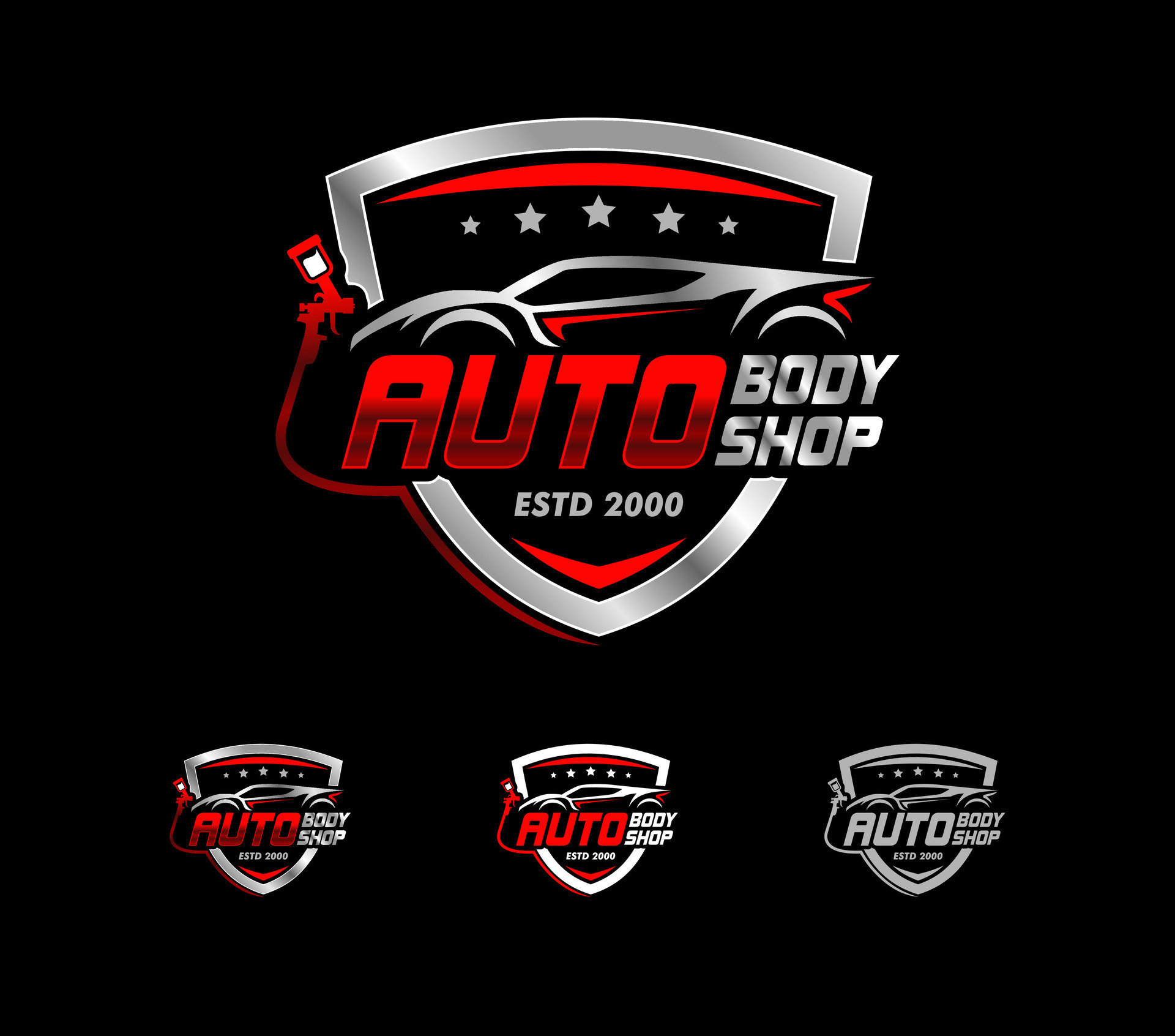 auto body shop logo template repair, repaint restoration. with simple