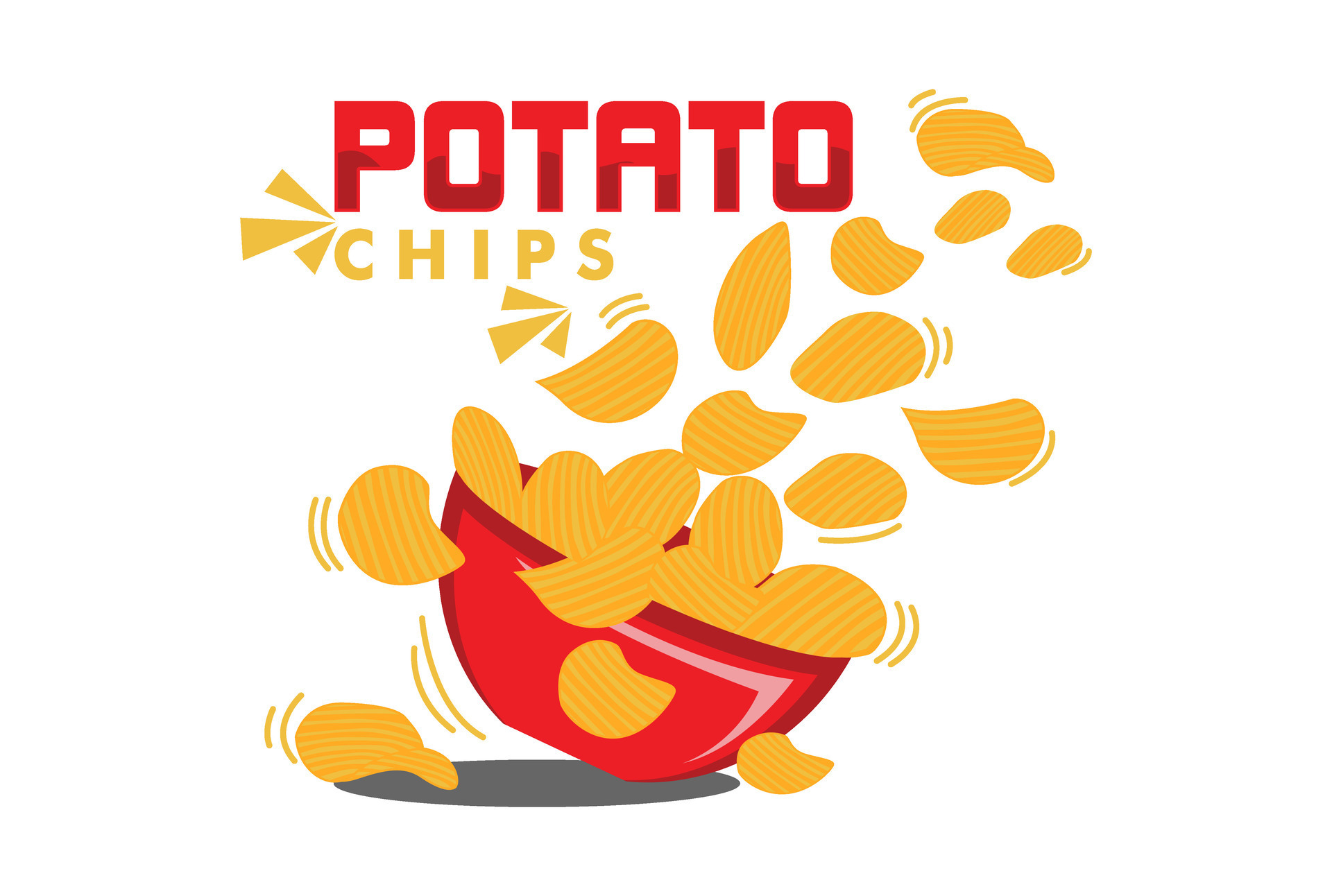 potato chips with red bowl crispy potato chips flying and falling