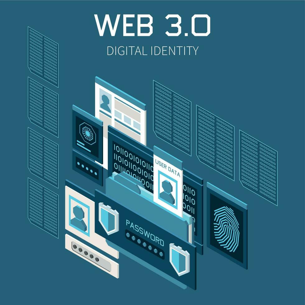 Digital Identity Isometric vector