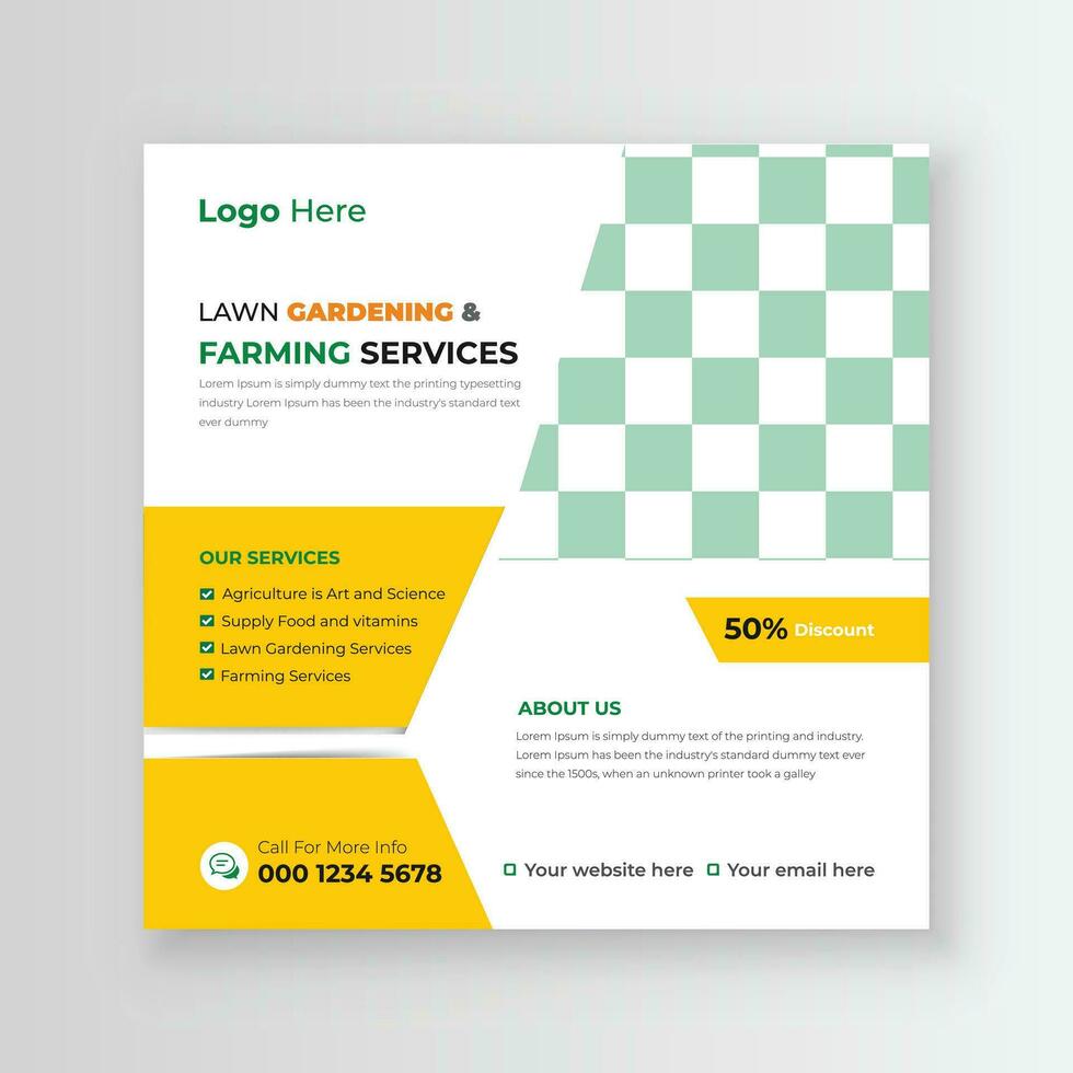 Lawn Gardening and Farming Services Web Banner Design Template vector