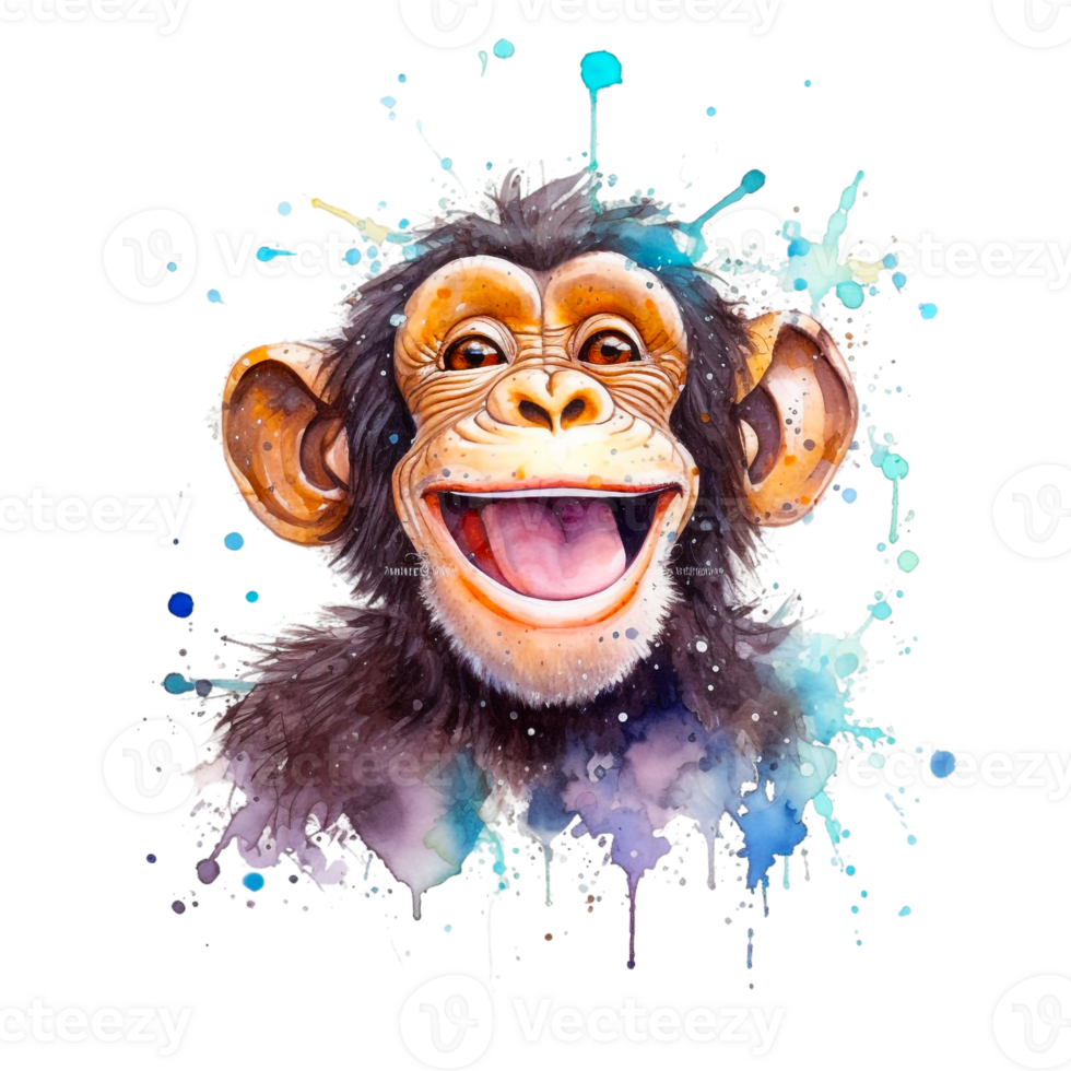 Watercolor Smiling Animals, watercolor splash Funny Animal png