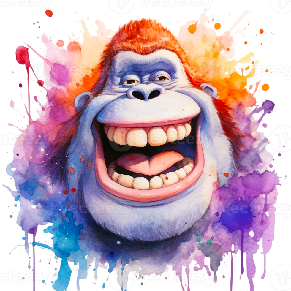 Watercolor Smiling Animals, watercolor splash Funny Animal png