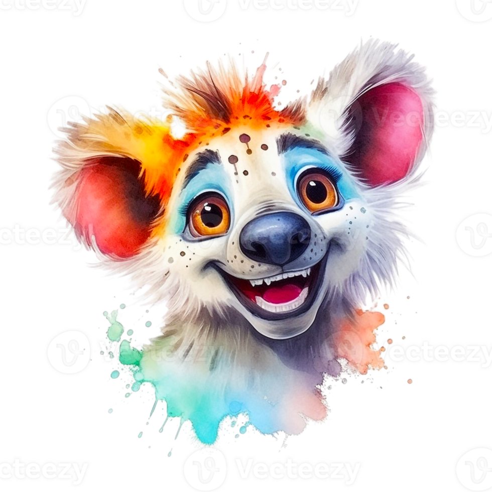 Watercolor Smiling Animals, watercolor splash Funny Animal png