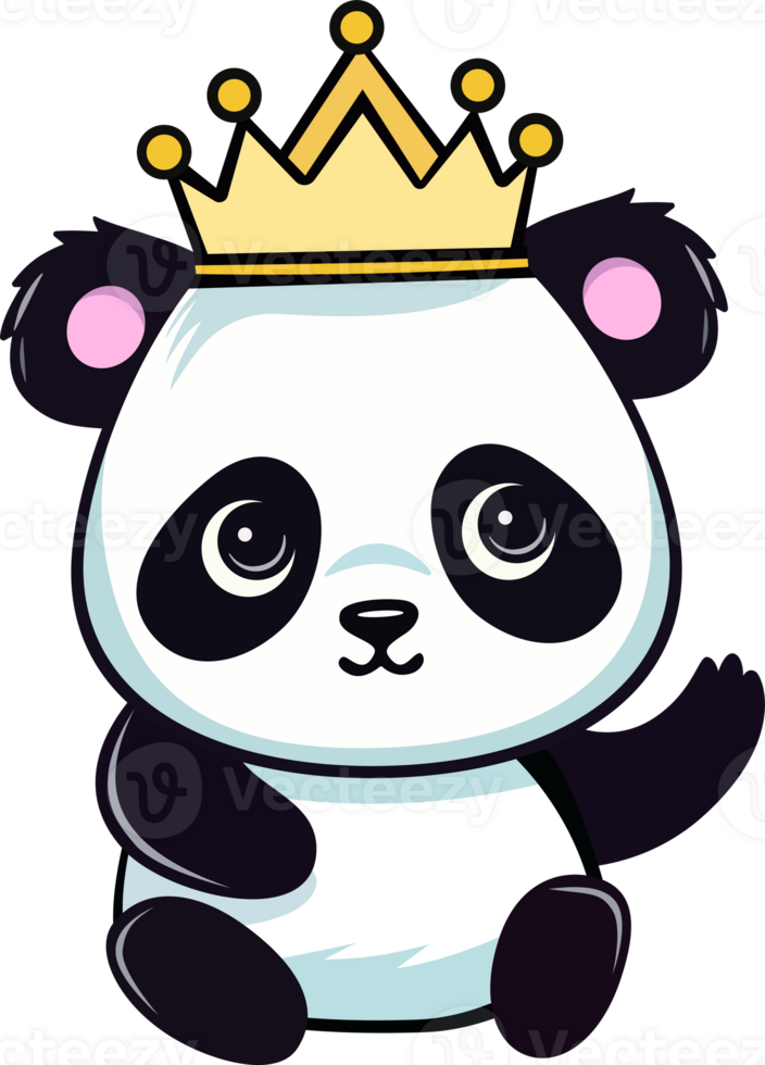 Cute Baby Panda in Crown. Illustration png