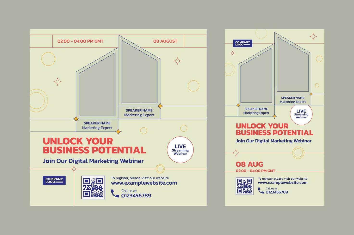 Digital marketing online workshop social media banner vector design template