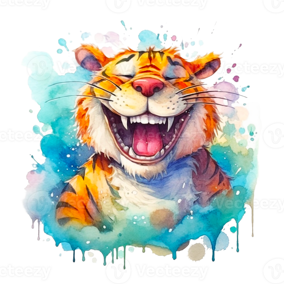 Watercolor Smiling Animals, watercolor splash Funny Animal png