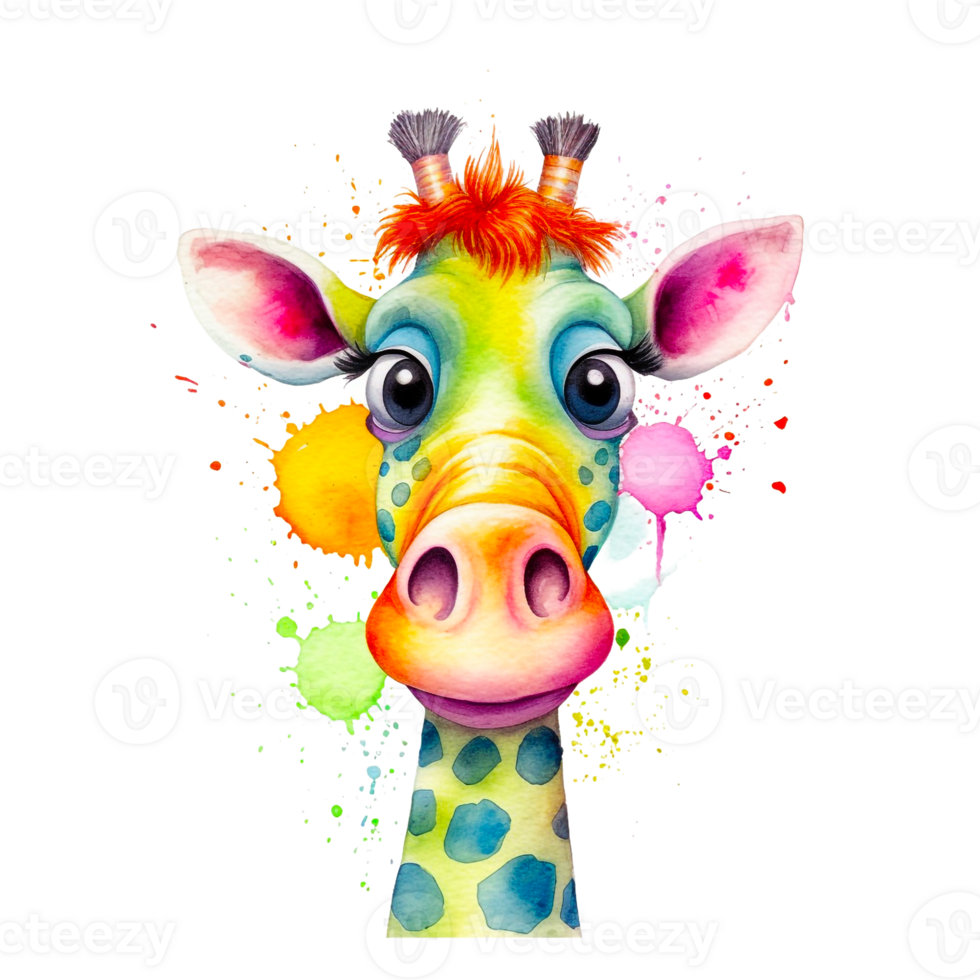 Watercolor Smiling Animals, watercolor splash Funny Animal png