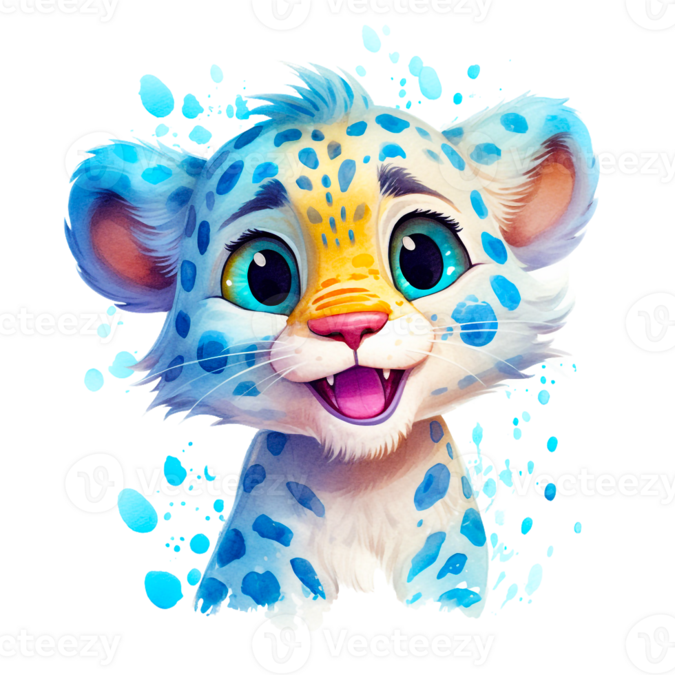 Watercolor Smiling Animals, watercolor splash Funny Animal png