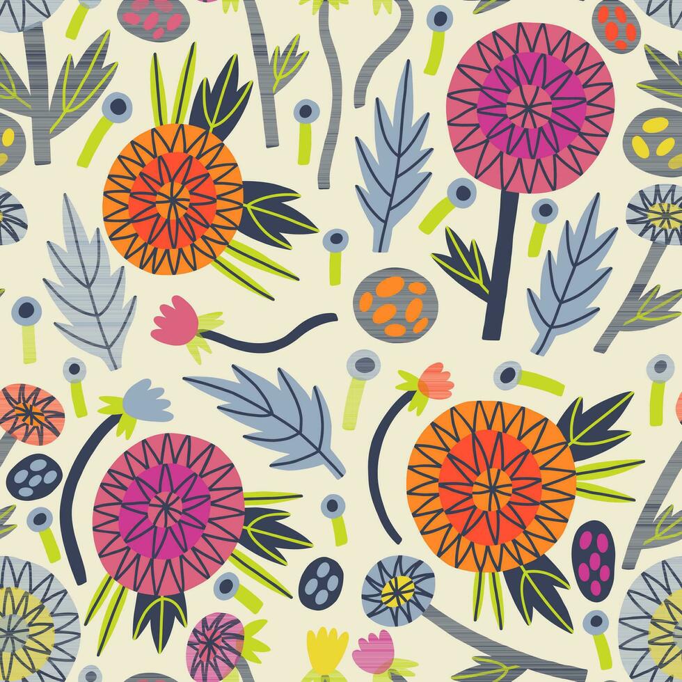 Flower Dahlias seamless pattern vector