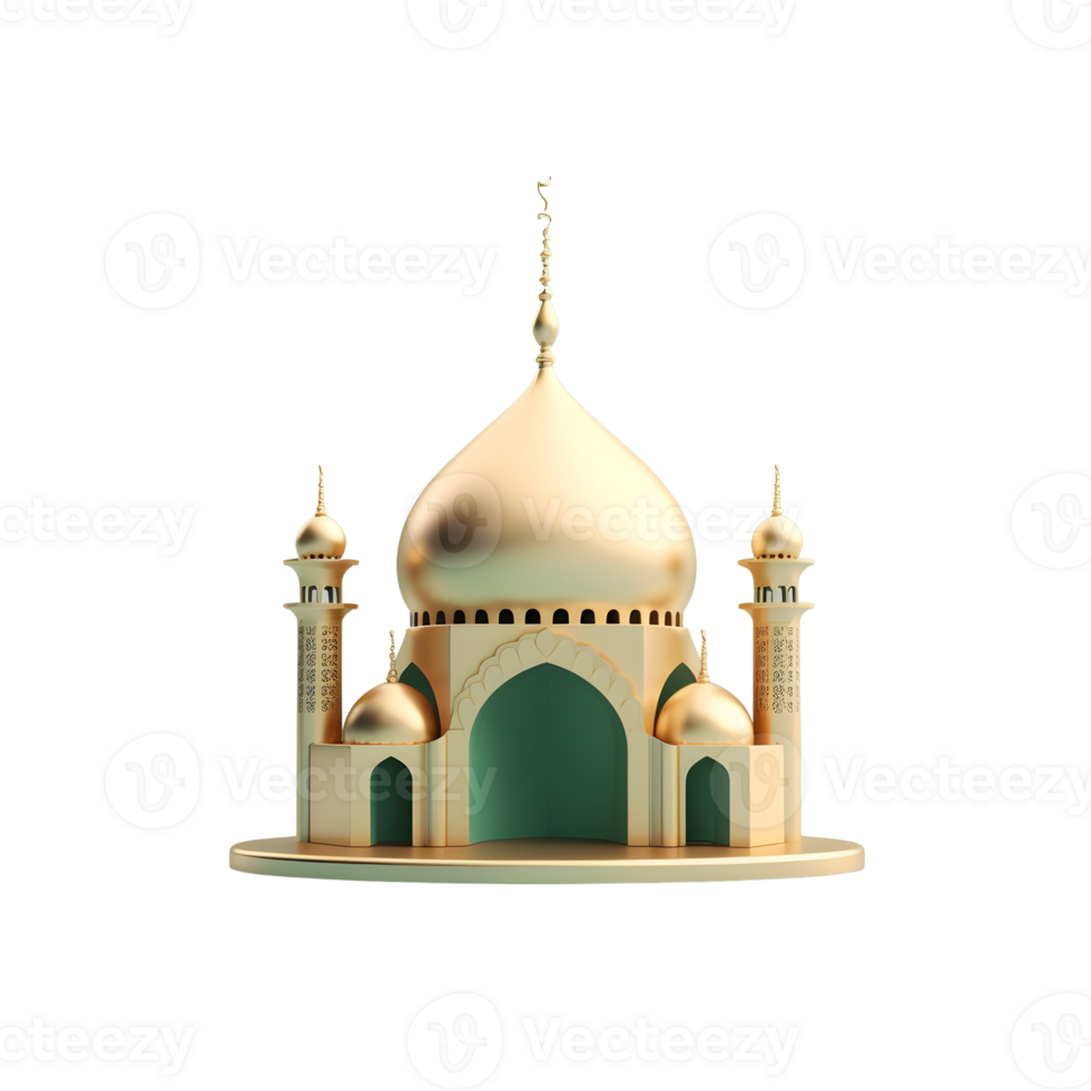 Mosque isolated on transparent background cartoon style, ramadan kareem, mawlid, iftar, isra miraj, eid al fitr adha, muharram decoration, 3D rendering. png