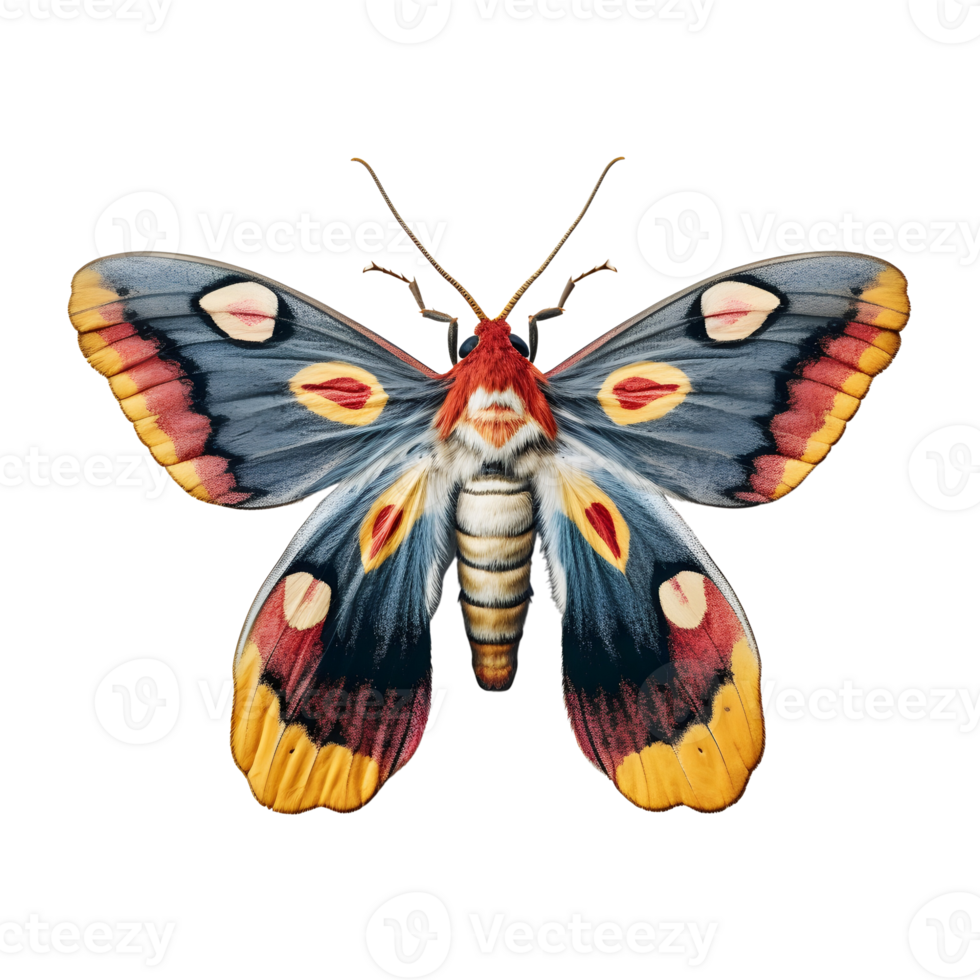 hermosa vistoso brillante multicolor mariposas con alas untado aislado en transparente fondo, de cerca macro. ai generado png