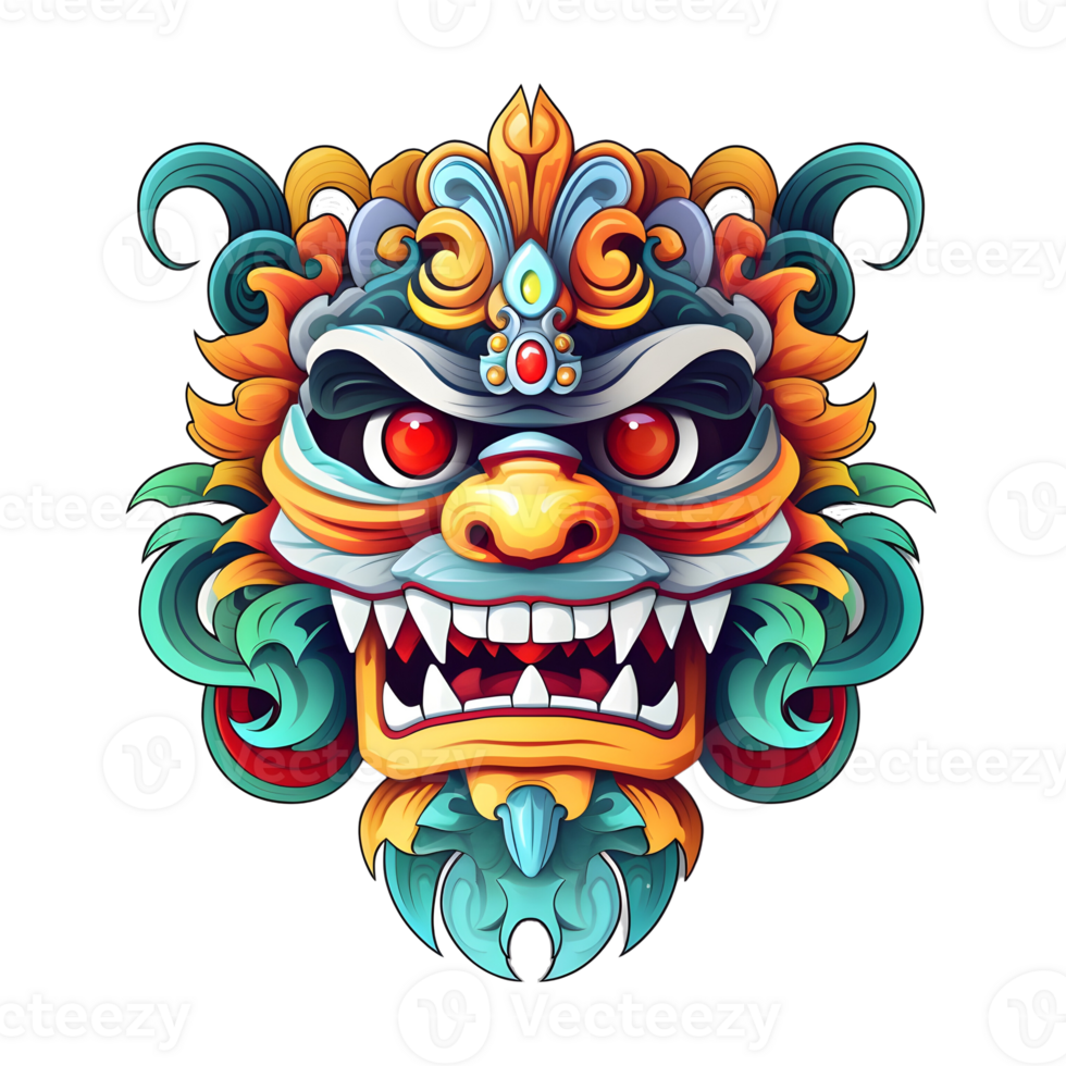 balinese barong mask, chinese lion dance mask, japanese mask. png