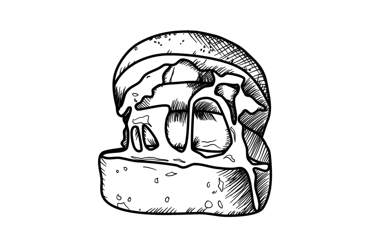 hamburger line art fast food illustration vector