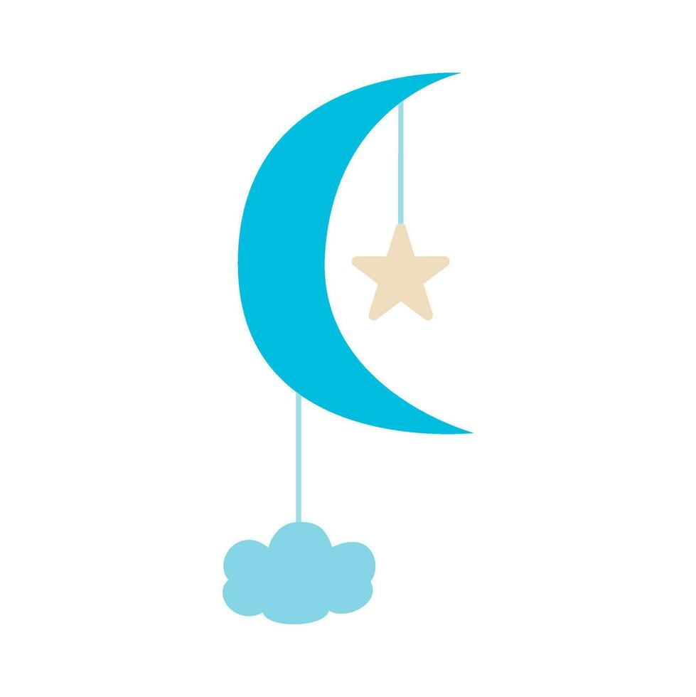 baby cloud crescent moon stars hanging toy illustration vector