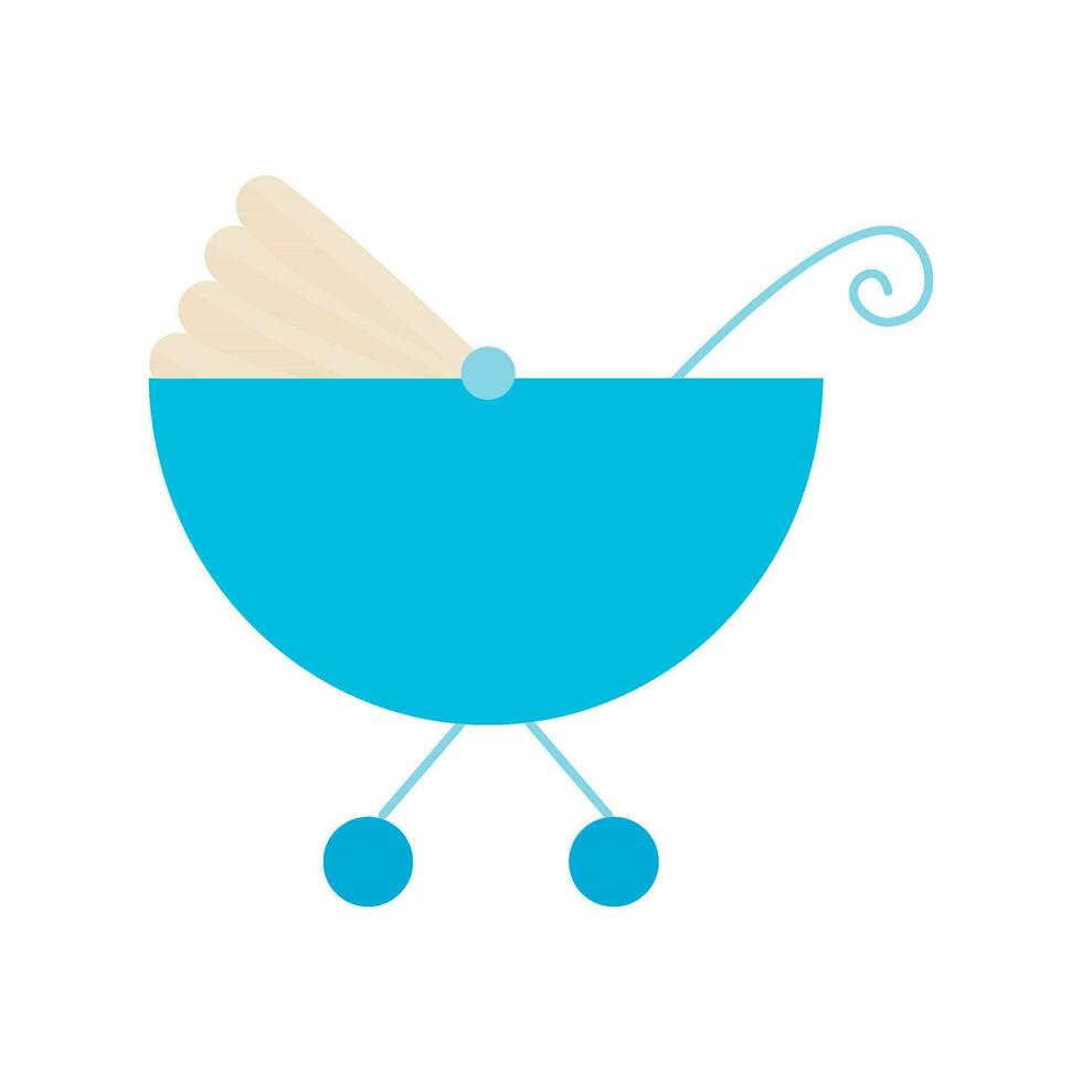 bebé paseante cochecito carro azul ilustración vector