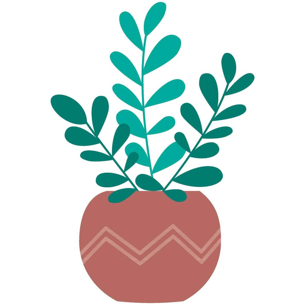 green potted indoor plant vector illustation