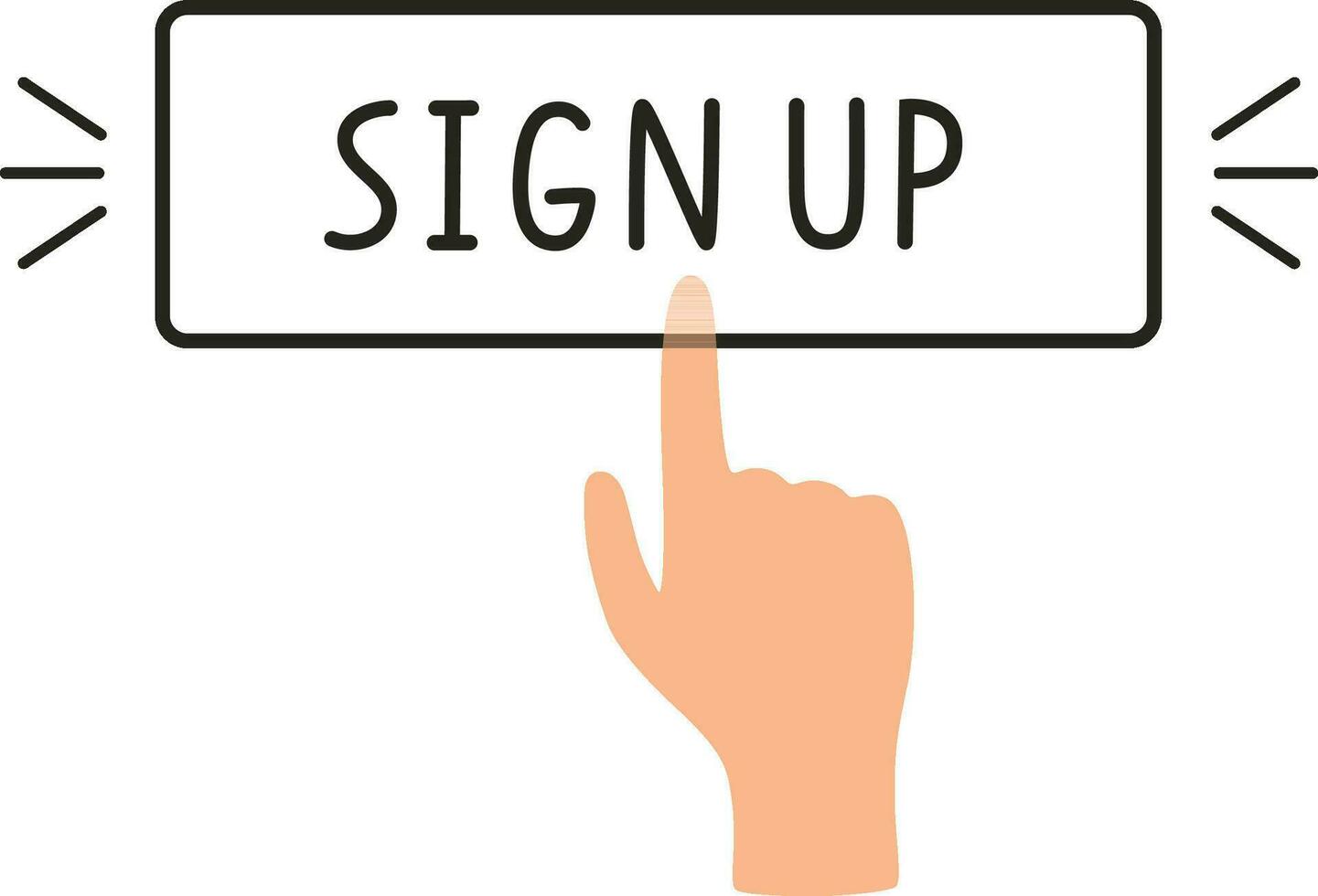 Sign up button with pointer vector