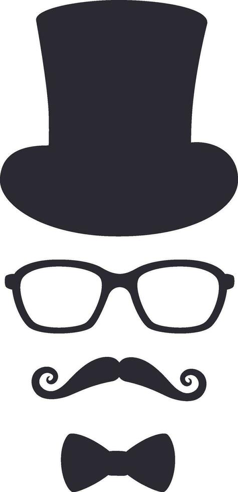 desconocido hombre con un Bigote en el sombrero, lentes y arco. vector