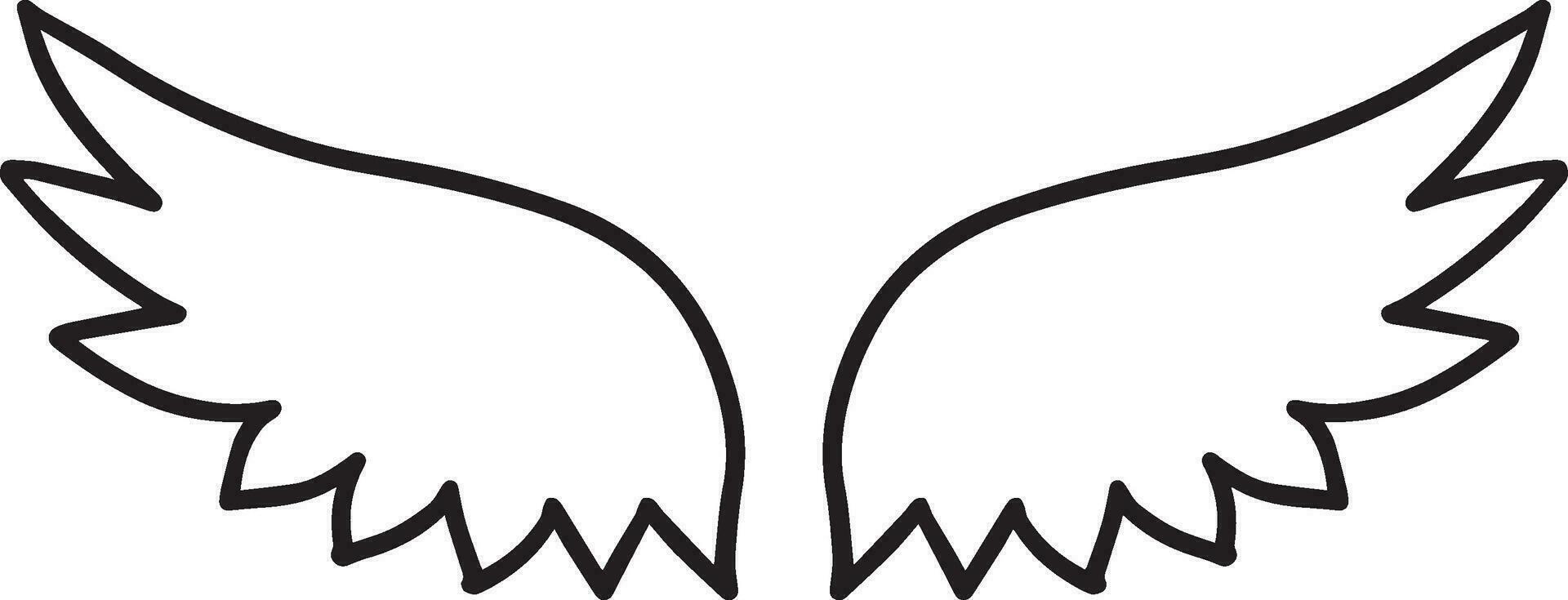 Wings icon sketch cartoon hand drawn vector