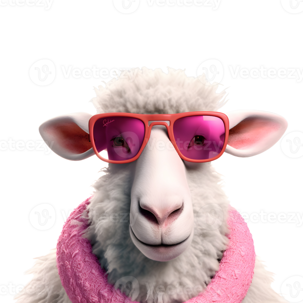 Portrait of sheep in sunglasses. ai generated png