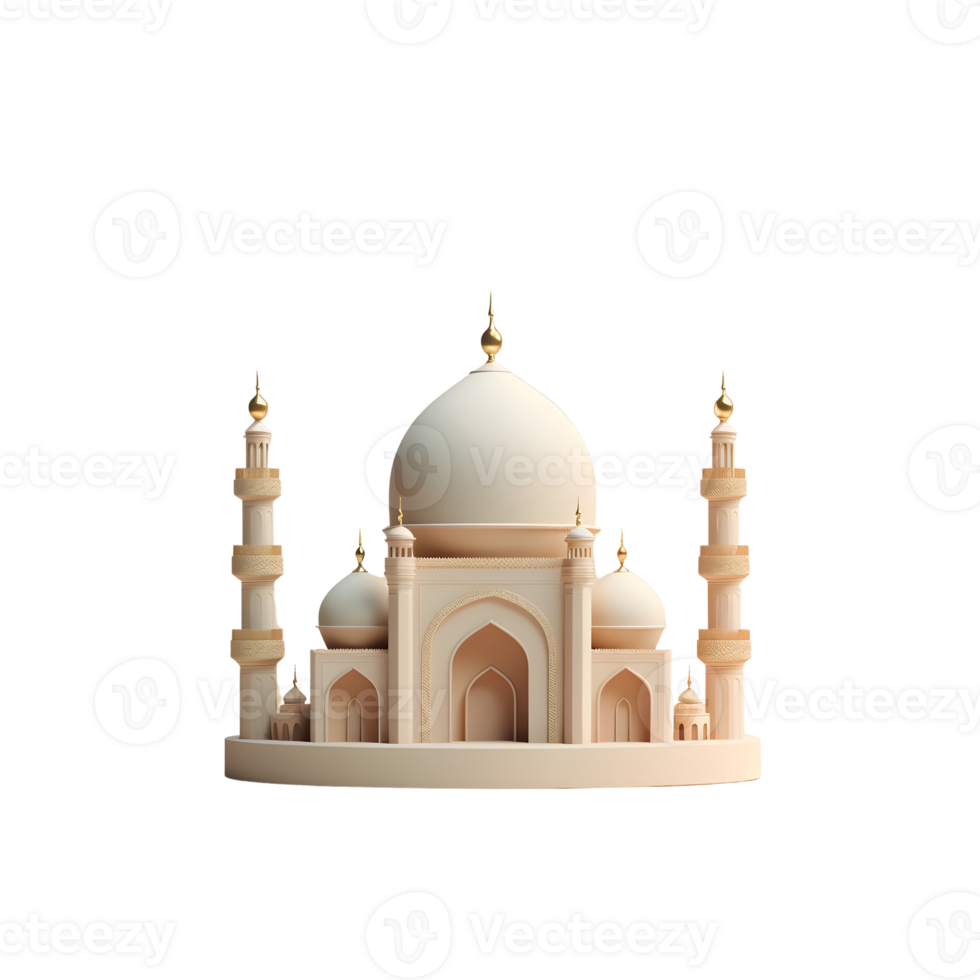 mezquita aislado en transparente antecedentes dibujos animados estilo, Ramadán Kareem, mawlid, iftar, isra Miraj, eid Alabama fitr adha, muharram decoración, 3d representación. ai generado png