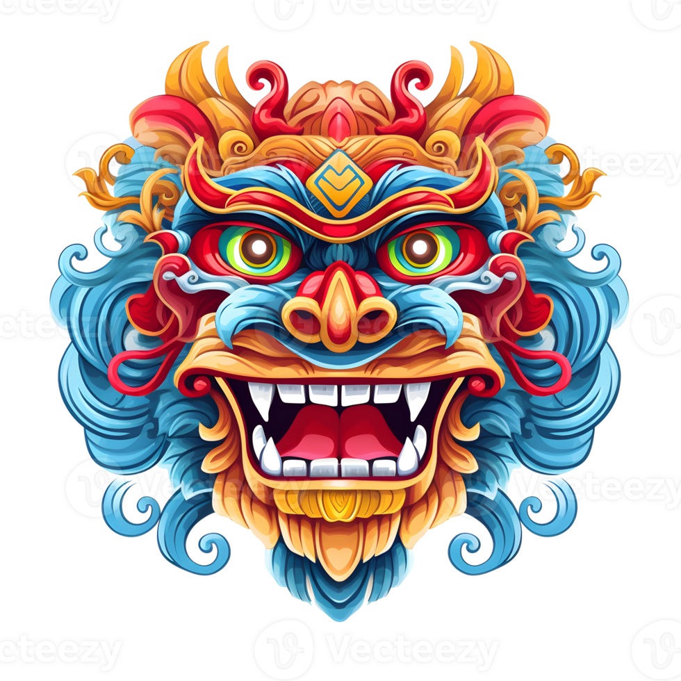 balinees barong masker, Chinese leeuw dans masker, Japans masker. ai gegenereerd png