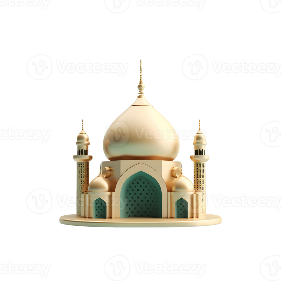 Mosque isolated on transparent background cartoon style, ramadan kareem, mawlid, iftar, isra miraj, eid al fitr adha, muharram decoration, 3D rendering. png