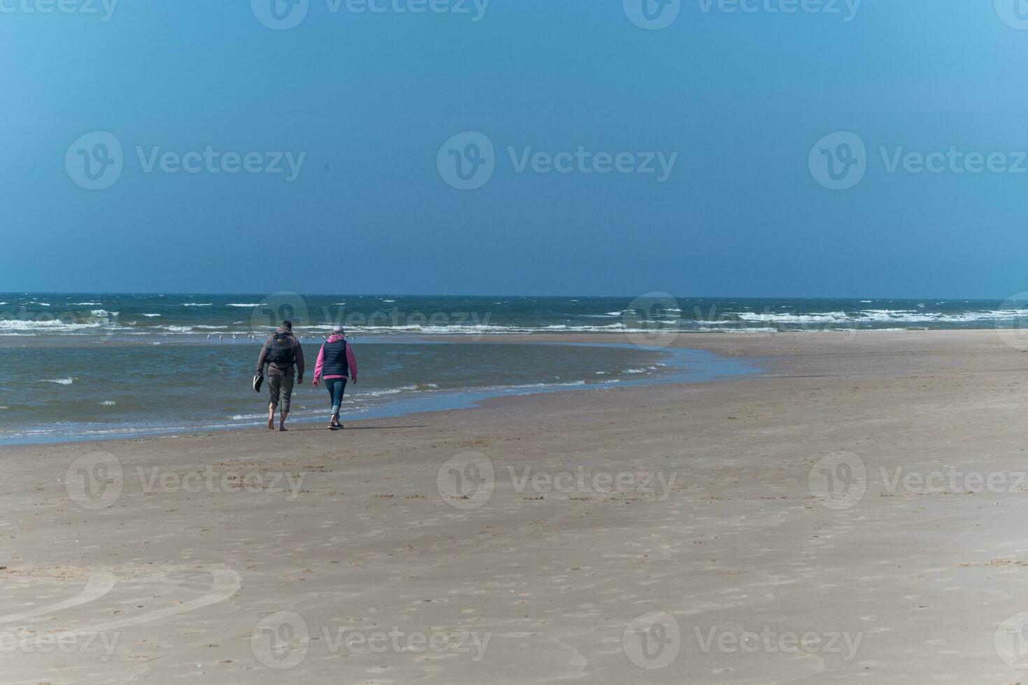 North Sea North Holland beach with sea with walking people photo