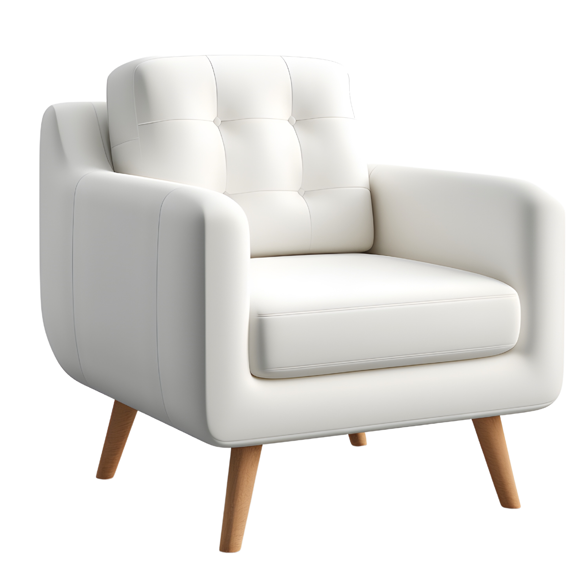 modern white sofa isolated on transparent background. ai generated