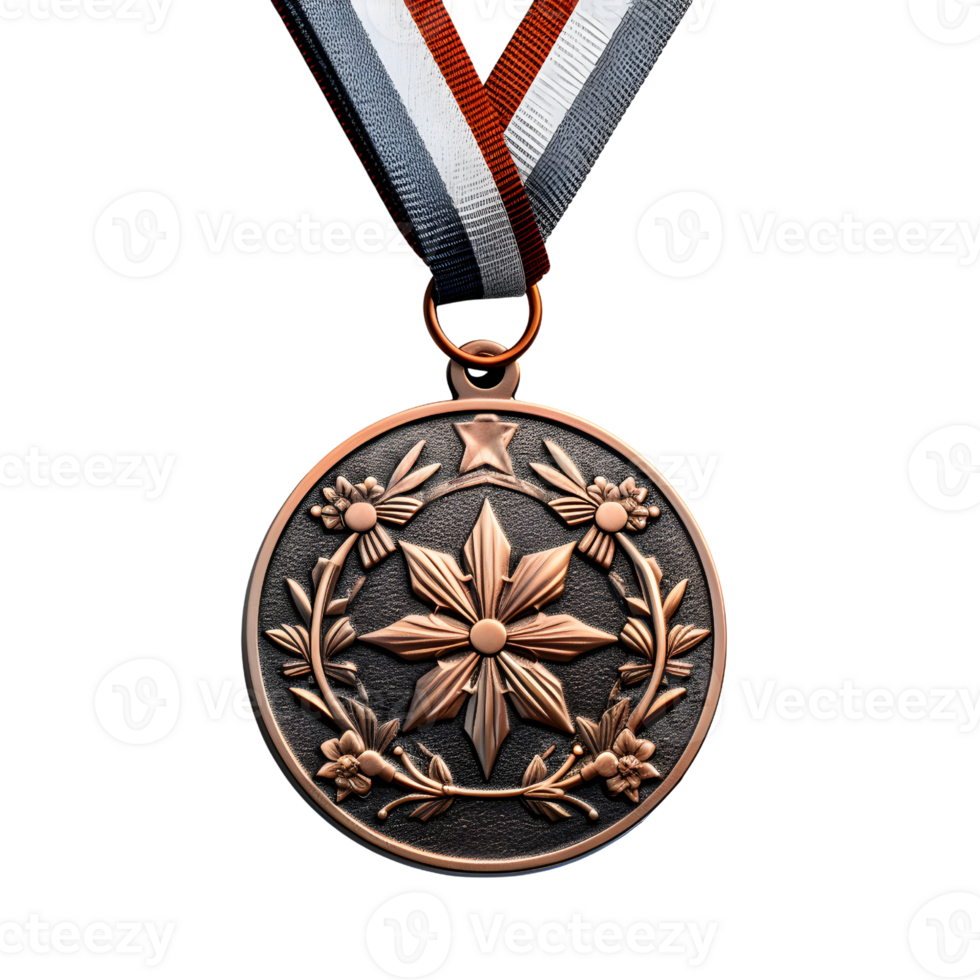 Closeup of gold medal on transparent background. ai generated png