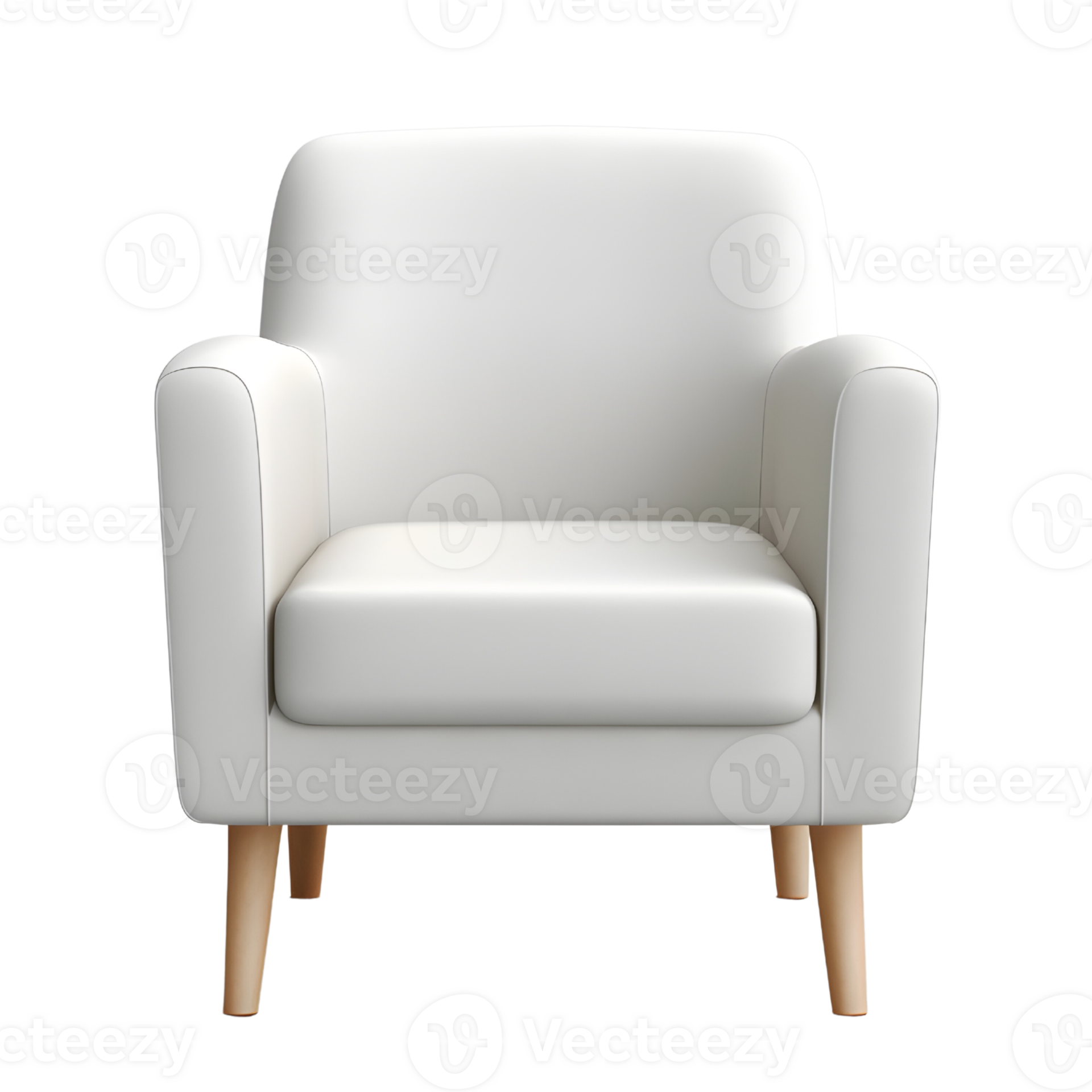 modern white sofa isolated on transparent background. ai generated
