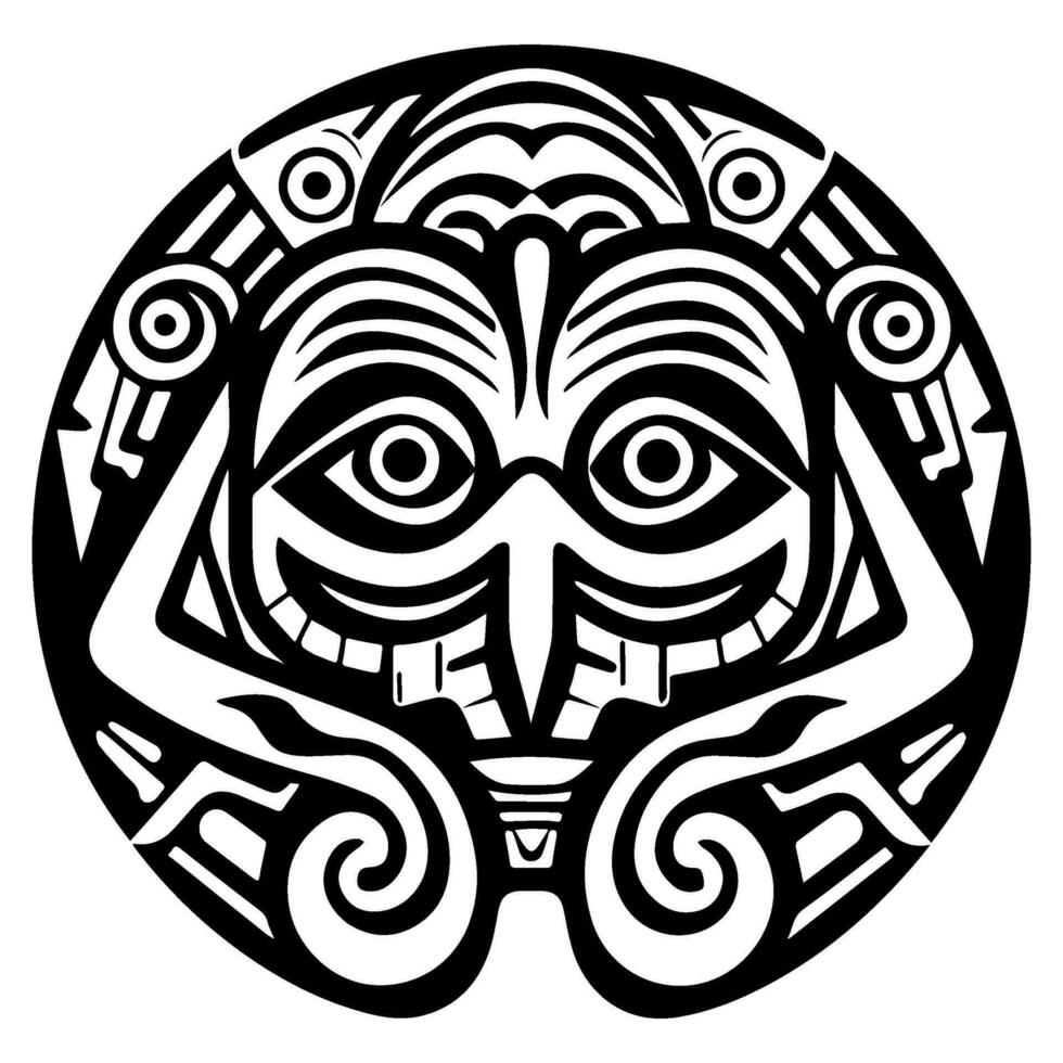Polynesian elements, icon, glyph, vector, isolate, silhouette, totem, tattoo vector
