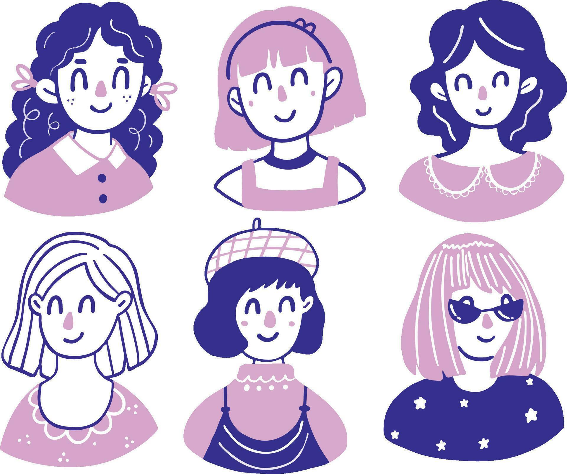 Set Collection Trendy Gen Z Character Avatar Illustration Vector Set Collection Trendy Gen Z Character Avatar Illustration Vector
